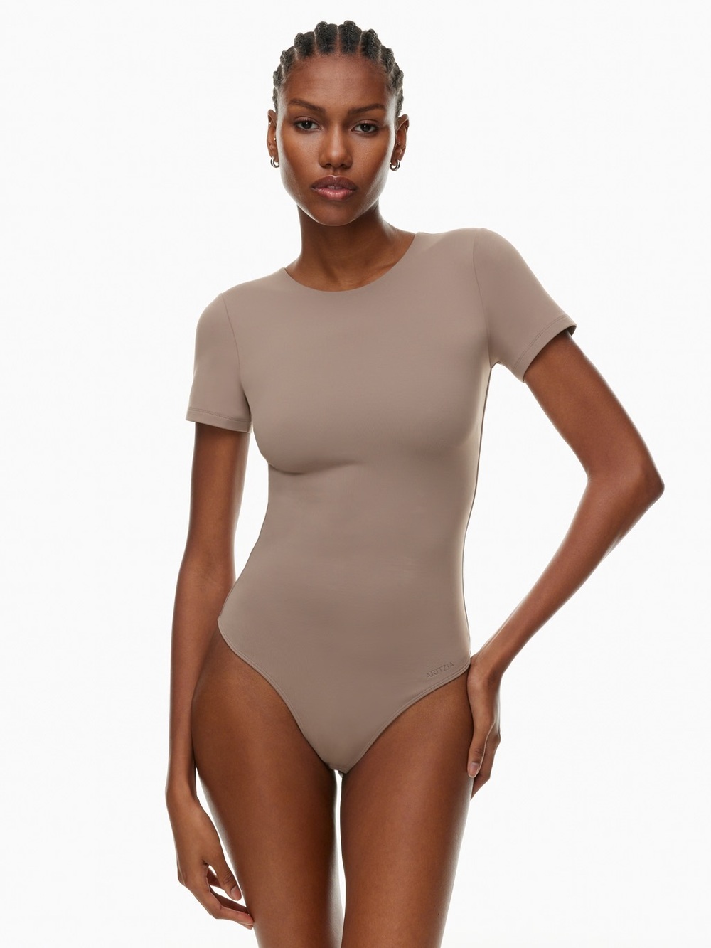 Babaton Original Contour Crew Bodysuit in Taupe Grey